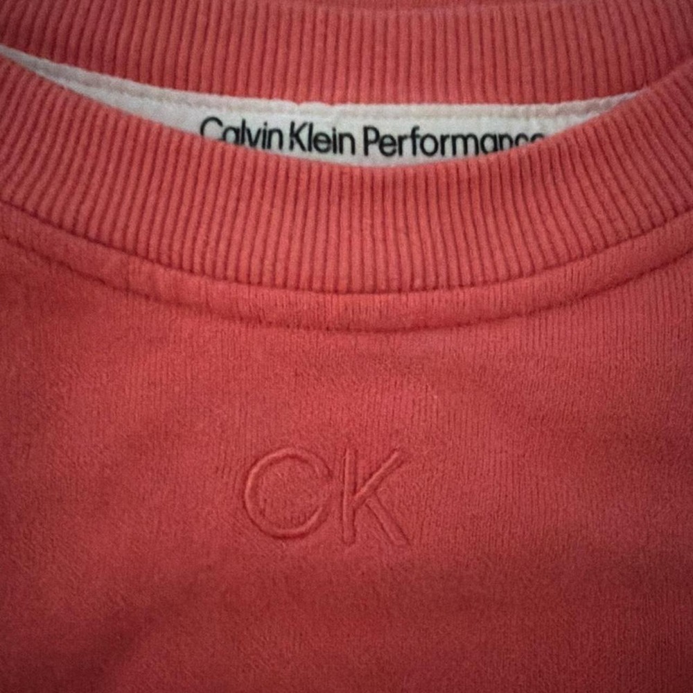 Cropped over sized Calvin Klein sweatshirt in pink size XL - Picture 2 of 4